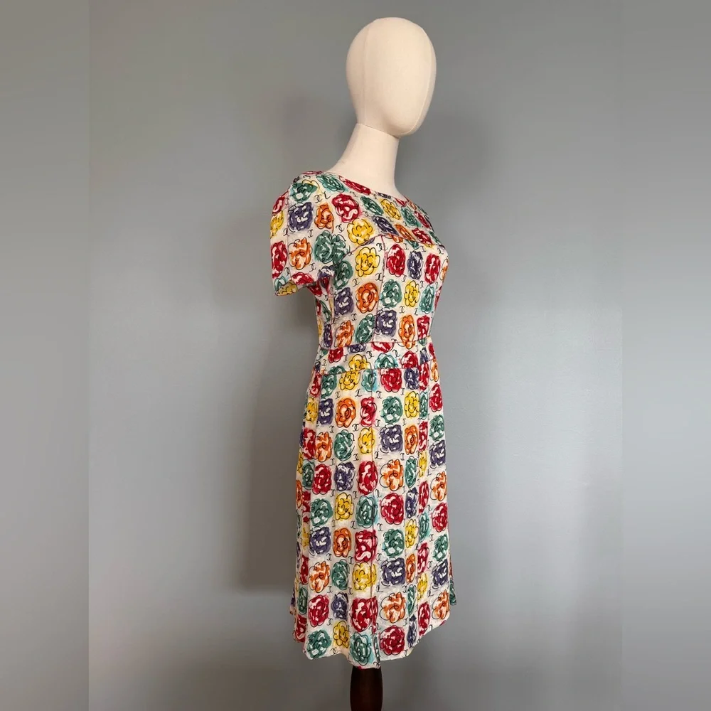 Chanel 1998 Silk Logo Camellia Dress